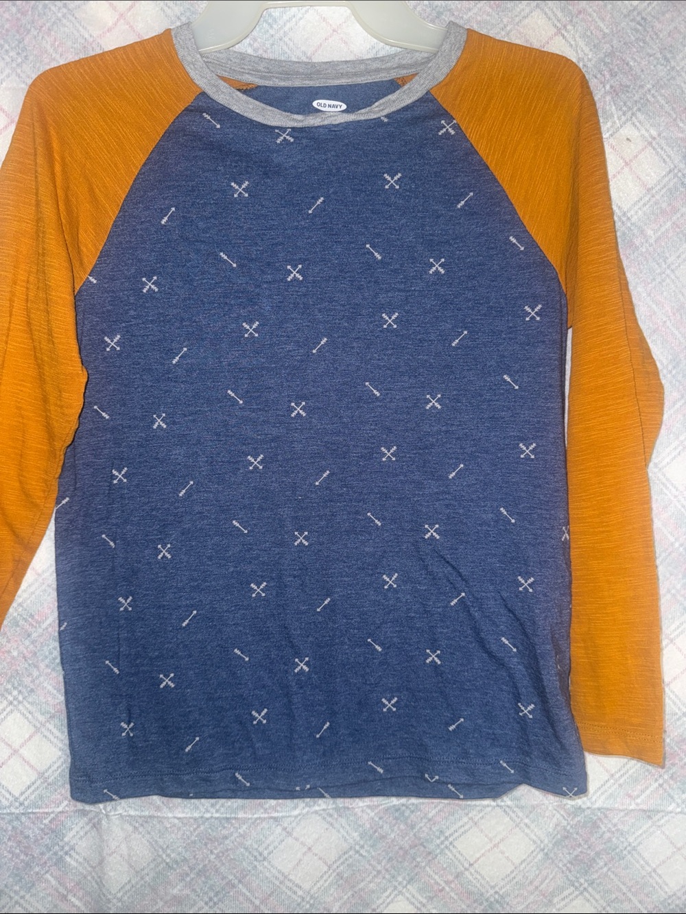 Old Navy Navy & Mustard Long-Sleeve Raglan Tee